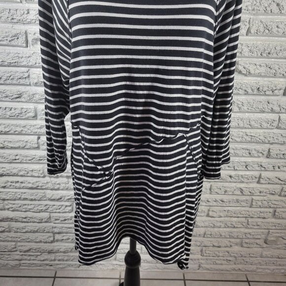 Calvin Klein Women Top 1X Tunic Performance Black Stripe Asymmetric STR191E - Picture 3 of 9